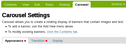Carousel Settings