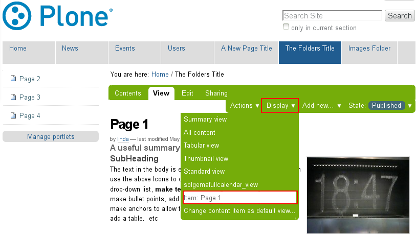 Display New Default page