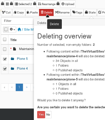 Delete an item or items