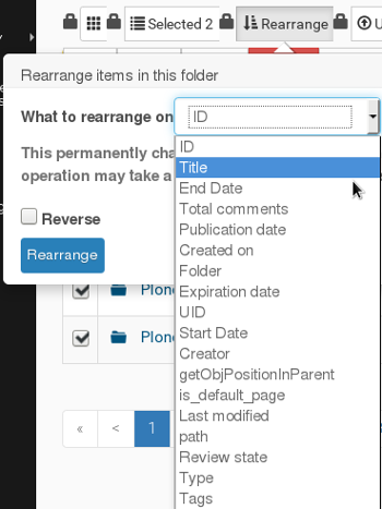 Change the Display Order in the Folder