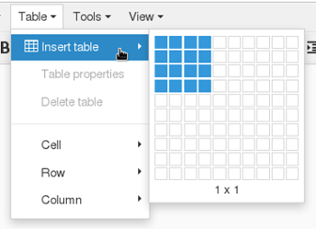 TinyMCE Add a Table