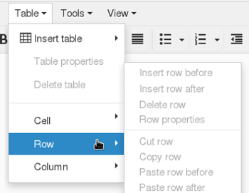 TinyMCE Table add additional row or column